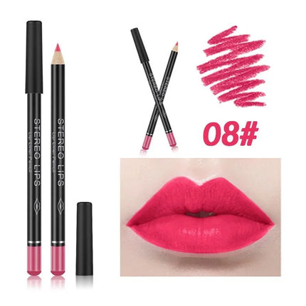12PCS Matte Lip Liner Pencils Waterproof Long Lasting Pigments Smooth Colorful Nude Silk Lip Makeup