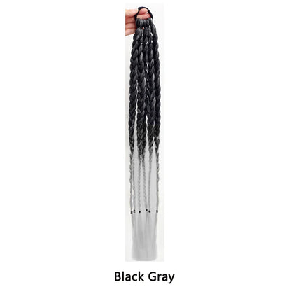 Synthetic Girls Colorful Braids Hair Extensions With Rubber Bands Rainbow Braided Ponytail Hairpieces For Kids Hair Accessories