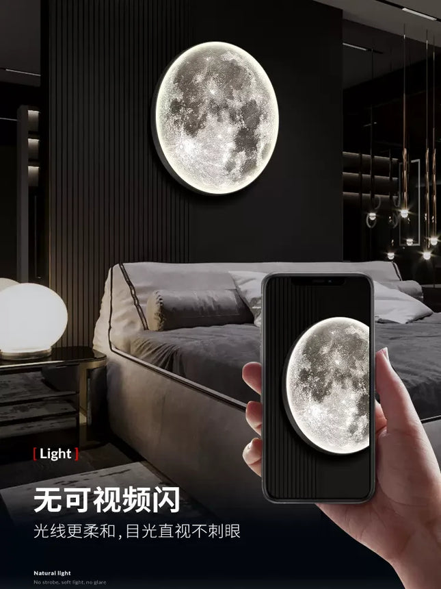 LED Wall Light Remote Dimming Moon Earth Wall Light Modern New Study Room Bedroom Corridor Apartment Villa Lighting Decoration