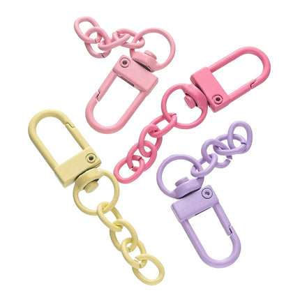 10pcs/lot Keyring Lobster Clasp Spring Buckle With Chains Colored Keychains For DIY Jewelry Making Key Ring Hooks Bags Buckle