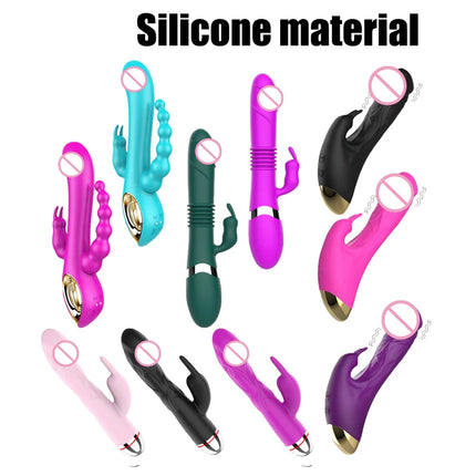 Silicone Rabbit Vibrator Large Dildo G Spot Clitoral Stimulator, Waterproof Rechargeable Dual Motor Female Masturbator Dildo