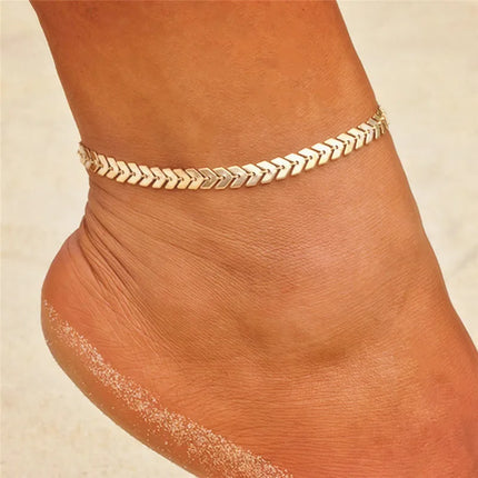 YOBEST Gold Color Chain Anklet For Women Summer Beach Foot Jewelry On The Leg Minimalist Anklets Female