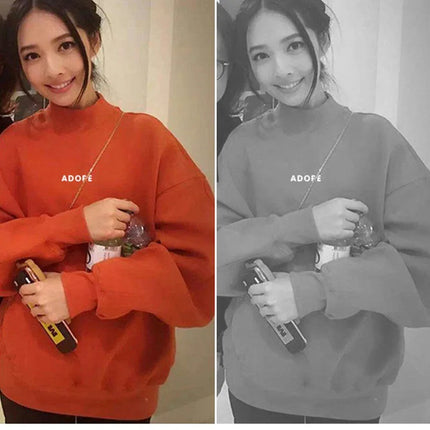 Women's Fce-Lined Hoodie Loose Fit High Ne Letter Print Top Korean Sle Autumn Winter New Arrival Student Faion