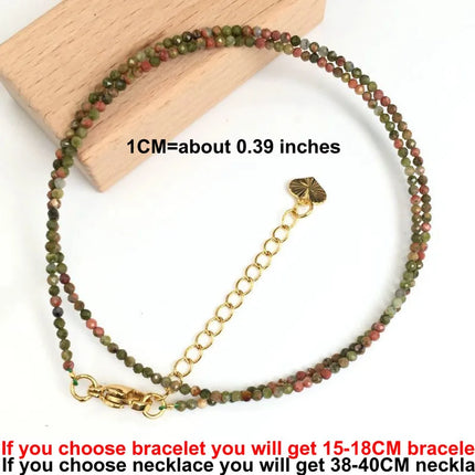 Natural Stone Beads Necklaces bracelet 2-3MM Faceted Round Quarts Tourmalins Mini Beads Necklaces For Women Jewelry Gifts