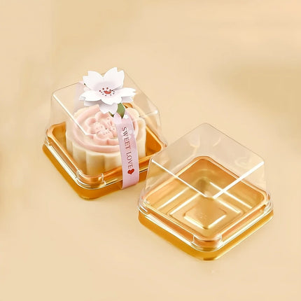 50pcs Clear Plastic Mini Cake Box Set  Baking and Kitchen Tools, ldeal for Camping, Dining, Restaurants and Bakeries