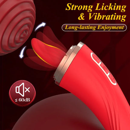 Tongue Licking with Sucking G Spot Vibrator 3 in 1 Sex Toys for Women Powerful Clitoral Nipple Oral Sucker Stimulation Massager