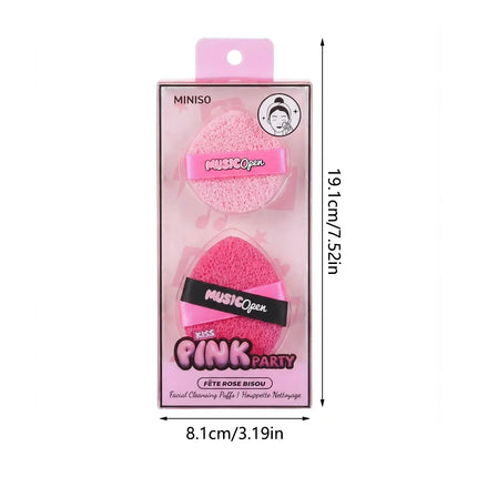 MINIISO PinkParty Series Powder Puff Combination With 2 Pores For Fine And Skin Friendly Cleansing, Easy To Remove Makeup