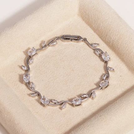 Colorful Trendy Charm Marquise Cut Cubic Zirconia Bracelets For Women CZ Leaf Bridal Wedding Party Jewelry Gift