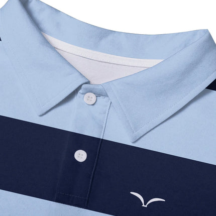 Men's Fashionable Summer Striped Casual Short Sleeved Shirt, Button Neck, Mixed Color Suitable for Golf or Casual Wear