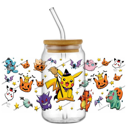 popular Pokemon UV DTF Cup Wrap 16oz Reusable Washable SelfAdhesive transfer Sticker for DIY Tumblers DIY Home decoration
