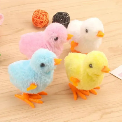 4Pcs Wind-Up Jumping Chicken Duck Toy – Interactive Plush Simulation Toy for Babies & Toddlers, Perfect Birthday Gift