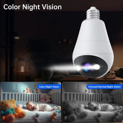 Jooan 2K 3MP WiFi IP Camera E27 Bulb Camera Wireless Baby Monitor AI Tracking night vision Surveillance Camera