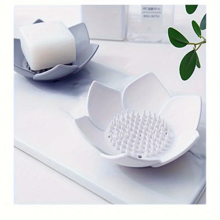 1pcs Bathroom Soap Box Lotus Design Soap Holder Silicone Soap Box Drain Box Bathroom Accessories