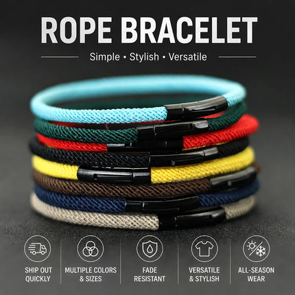Minimalist Elegance Rope Bracelet Men Grade A 4mm Thread Braslet Homme Stainless Steel Buckle Pulseiras Masculina Armband Herren
