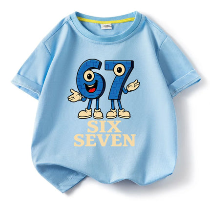 Kids Short Sleeve Tee T-shirt 67 Six Seven Funny Number Boys Girls Cotton Tops Sleeveless Girl T-shirt Summer Kids Clothing
