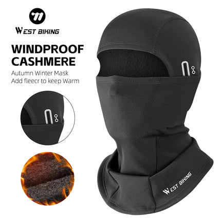 WEST BIKING Winter Warm Bicycle Balaclava Hat Full Face Windproof Bike Mask Caps Climbing Skiing Cycling Fleecr Cold-proof Hat