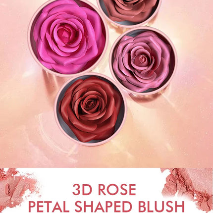 4-Color Rose Petal Blush,Waterproof Blush Cream,Natural Finish,Light Coverage,Perfect Gift for Christmas and Valentine's Day