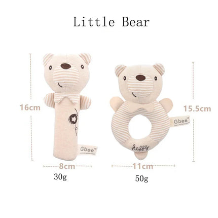 Organic cotton baby hand crank, newborn soothing doll, 0-1 year old baby toy hand bell