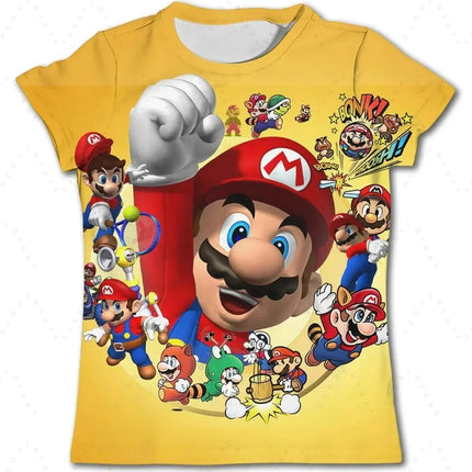 2026 Summer New Anime Super Mario T Shirt Sports Speed Drying Fashion Casual T-Shirt Boy Girl Unisex Children's Clothing Tees