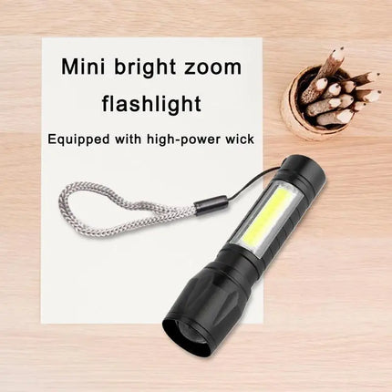 Mini LED Flashlight Portable USB Charging Handheld Emergency Spotlight Waterproof Zoomable Light Ultra Bright Camping Torch