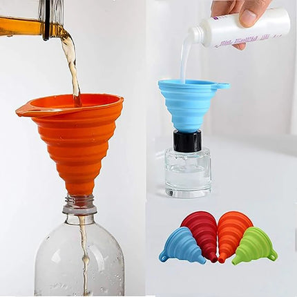 4 Piece Food Grade Silicone Funnel Set,Collapsible Kitchen Gadgets Accessories,,For Filling Water Bottles,Liquid Transfer