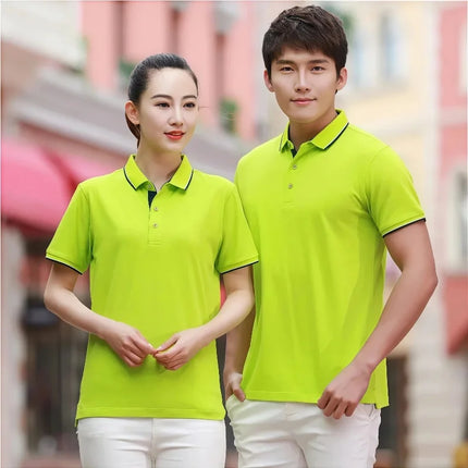 Ice Silk Short Sleeve T-Shirt Summer Work Uniform Logo Printed  Team Culture Polo Shirt  Fashion for Men and Women