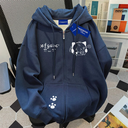 2025 New Girl Student Hooded Zipper Cardigan Jacket Spring And Autumn Thin Collection Fashion Trends Versatile Lazy Wind