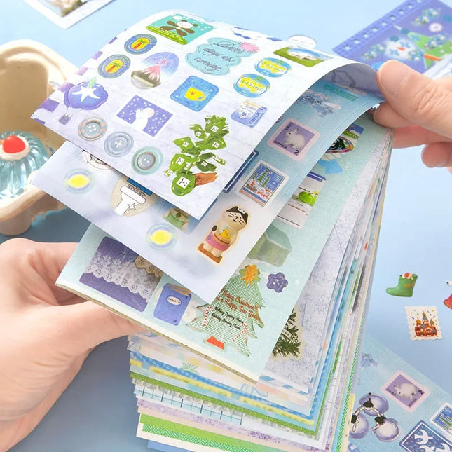 Ins Hand Account Scrapbook Stickers Cartoon PET Sticker Book Diy Diary Decoration School Supply Creative Stationery Stickers