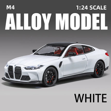 1:24 Scale M4 Sedan Car Vehicle Model Alloy Toys Boys Pull Back Diecast Metal Gift Sound Light Collect Premium Kids Auto  One Pi