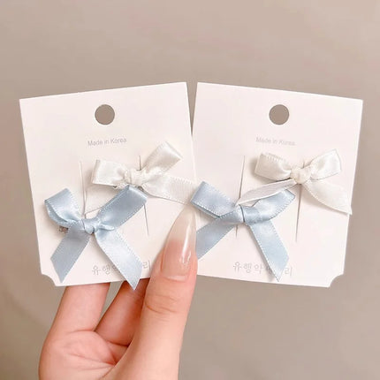10PCS/Bag Sweet Bow Baby Girl Hair Clips Korean Solid Color Bowknot Duck Tongue Clips Princess Kids Side Clips Barrettes
