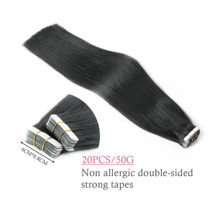 26 Inches Tape In Hair Extensions 100% Human Hair Adhesive Replaceable Seamless Skin Weft Tape 20/40pcs Straight Hair For Women