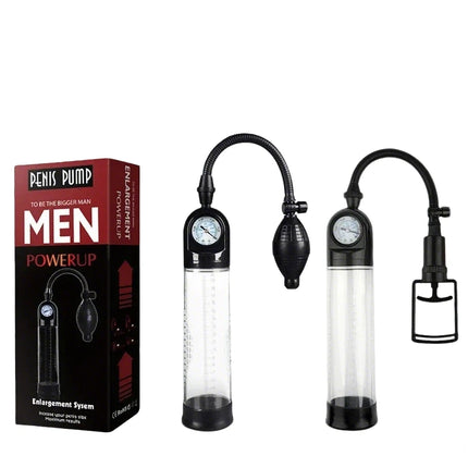 Effective Penis Pump for Men Enlargement Vacuum Dick Extender with Pressure Gauge Realistic Vaginal Sleeve 3 Silicone Inserts