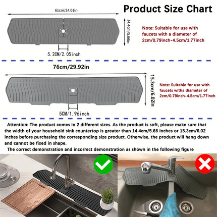 Kitchen Faucet Splash Pad Silicone Sink Faucet Splash Guard Mat Drain Pad Countertop Protector for Multipurpose Kitchen Gadgets
