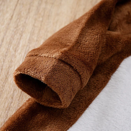 0-36M Plush bear print hoodie baby romper