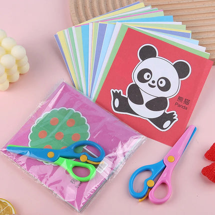 48pcs/set Paper Cuttings Toys Painting Drawing Paper Handmade Children Early Education Toy Art Supply Handicrafts Scissors TMZ