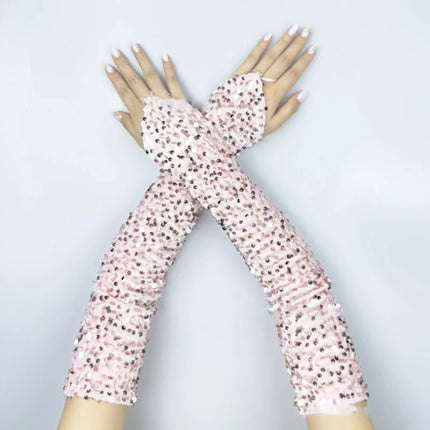 Women's Sexy Sparkling Sequin Gloves Female Club Party Dance Long Gloves Costume Performance Accessories
