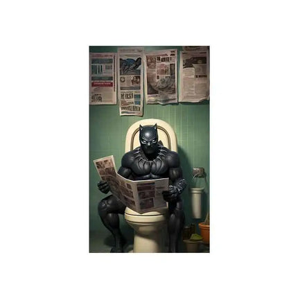 Pop Comic Cartoon Funny Spider-Man Superhero Reading Newspaper Canvas Wall Art Poster, Modern Bathroom Home Room Decor Painting