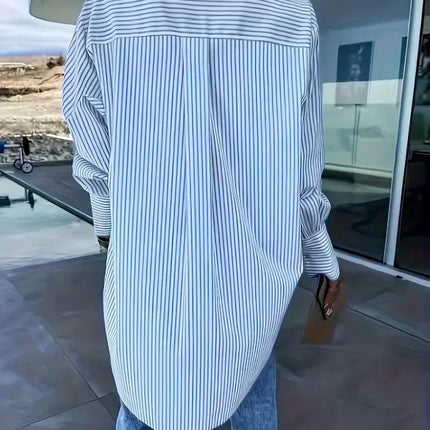Women's Fashion Plus Size 1XL-5XL Summer Striped Top New Comfortable Casual Loose Long-sleeved Shirt