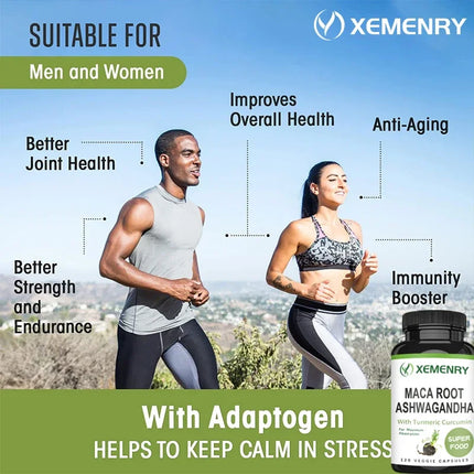 Maca Root + Ashwagandha Supplement - Improve Mood, Relieve Stress, Boost Energy and Memory, and Promote Overall Well-being