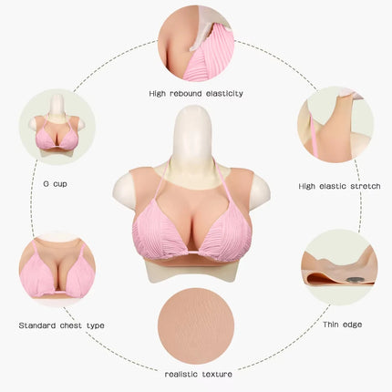 Low-neck silicone ultra-realistic fake breasts B/C/D/F/G cup sizes Breathable and comfortable Suitable for cross-d
