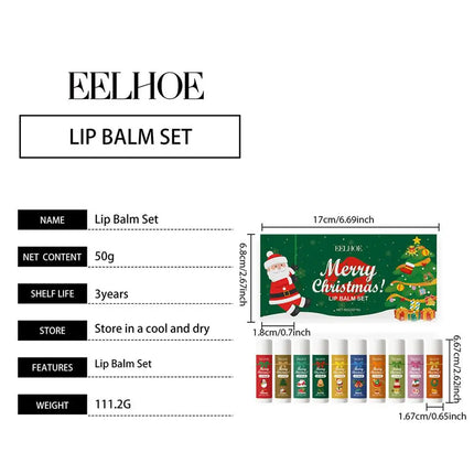 Christmas Themed Lip Balm Set 10pcs Moisturizing Hydrating Lip Balm With Various Flavors Perfect Holiday Gift