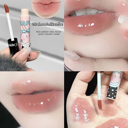 Four Color Happy Rabbit Water Gloss Lip Glaze Set Light and Smooth Texture Moisturizing Easy to Color Lip Gloss Lipstick