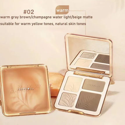 Judydoll Facial Highlighter Makeup Palette Face Lasting Glow Brighten Contour Shimmer Matte Powder 3D Nose Shadow Cosmetics