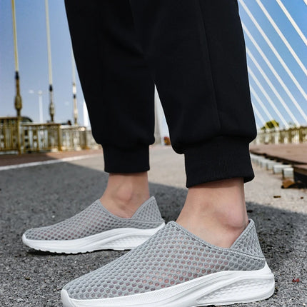 Oiaano Barefoot Man Grey Shoes Mesh Knit Slip On Ultra Light Breathable Soft Bottom Workout Casual Sports Shoes Outdoor Runing