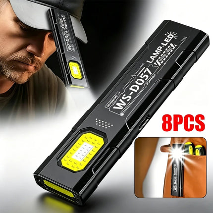 Powerful Mini COB Keychain Flashlight 5 Modes Rechargeable Hanging Work Light Waterproof Keyring Camping Walking Pocket Lamp
