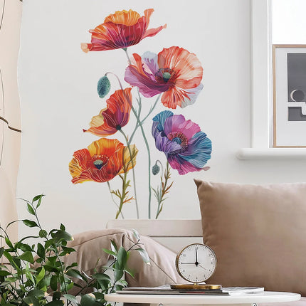 1Pc Painted Flowers Wall Stickers for Living Room Bedroom Background Wall Decor Home Decorative Stickers Wall Decals Mural