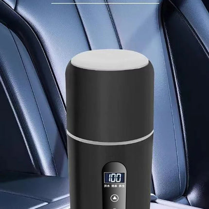 Electric kettle 12V 24V portable car heating cup 500 ml travel heating smart stainless steel insulation artifact OLED display