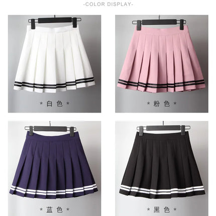 Kawaii Harajuku Skirts Preppy School Uniform High Waist Pleated Women Girls Lolita A-line Sailor Skirt
