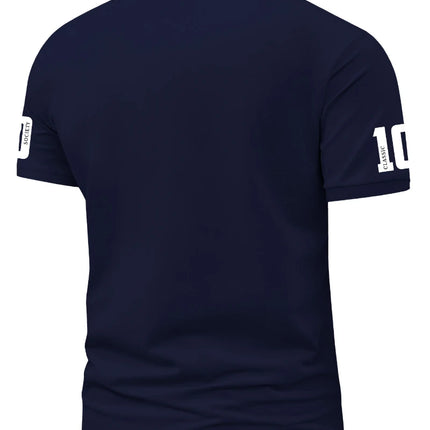 Men's Short Sleeved Polo Shirt, Street Trendy MONACO ROYAL CLUB Logo, Crown Badge Printed Short Sleeved Polo Shirt