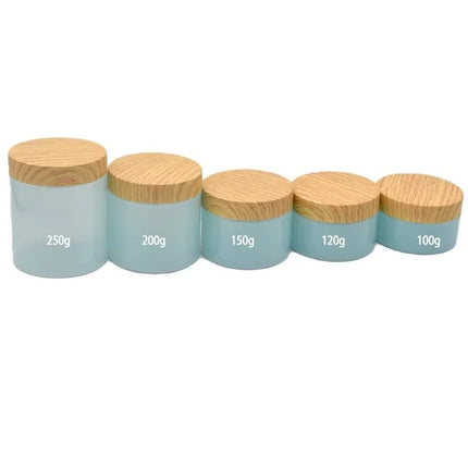 25pcs/lot Empty 100-250g Eye/Face Cream Jar Facial Mask Plastic Makeup Container Lotion Cosmetic Bottle With Imitation Wood Lid